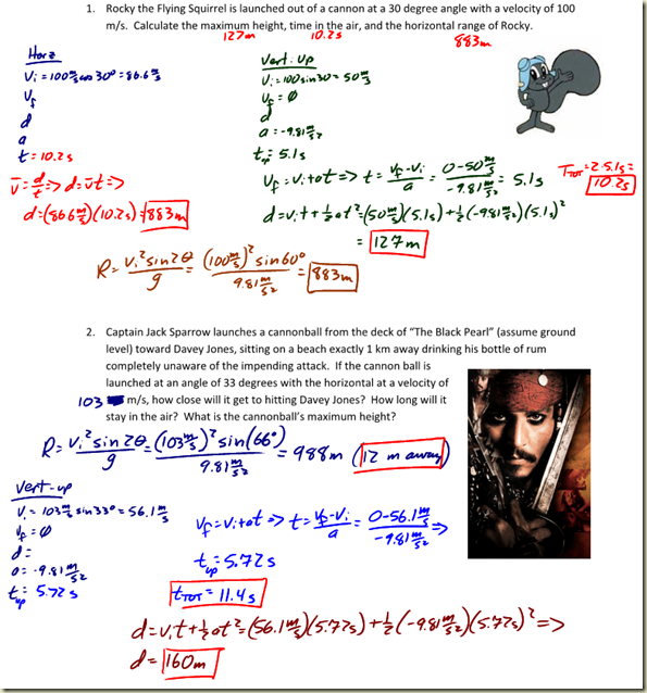Projectiles At Angles Ws Solutions Regents Physics